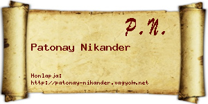 Patonay Nikander névjegykártya